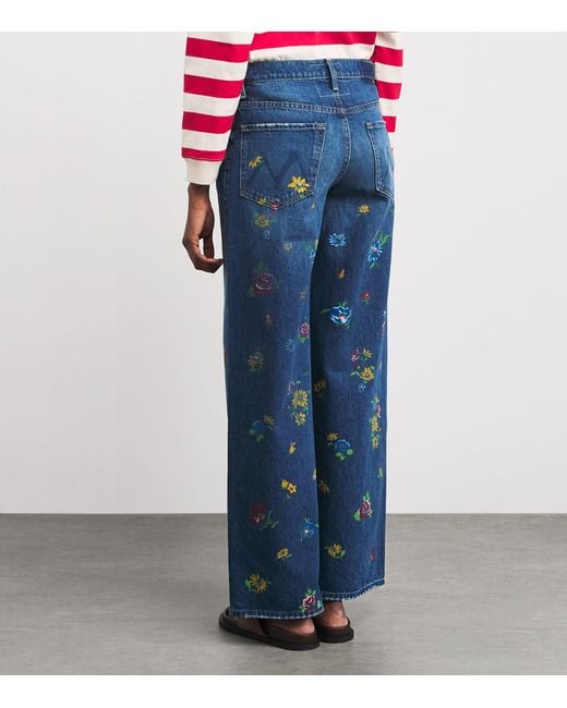 Mother Blue The Rerun Zip Sneak High-Waist Jeans