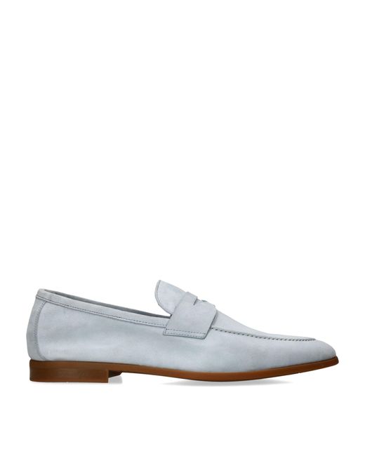 Magnanni Shoes White Suede Aston Loafers for men
