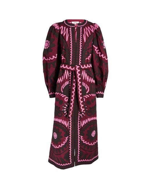 Sea Embroidered Charlough Midi Dress