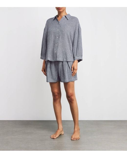 Eberjey Gray Linen-Blend Relaxed Pyjama Shorts