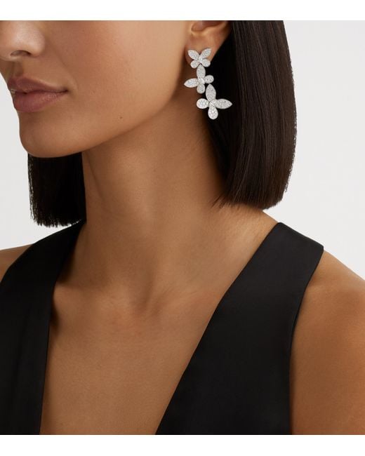 Graff White And Diamond Triple Pavé Butterfly Drop Earrings
