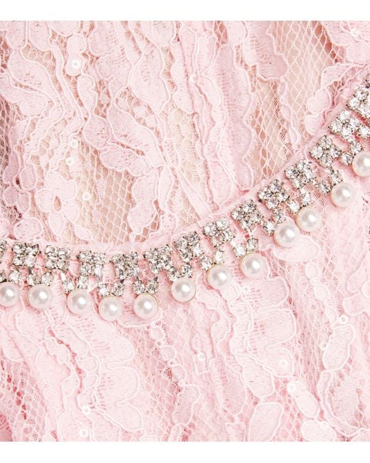 Self-Portrait Lace Embellished Midi Dress in Pink | Lyst