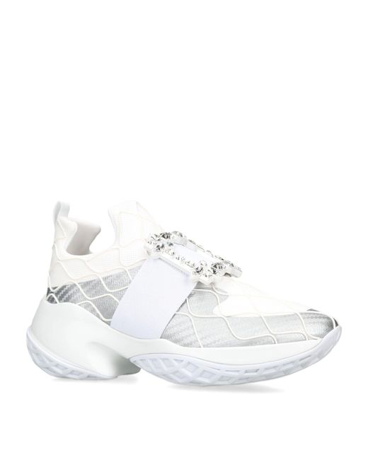 Roger Vivier White Viv' Run Strass-buckle Sneakers