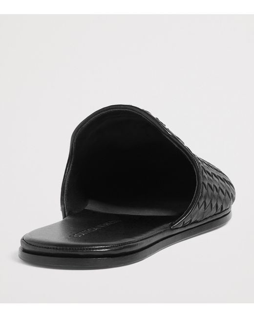 Bottega Veneta Black Leather Palazzo Slippers for men