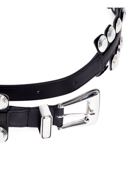 The Kooples Black Leather Studded Belt