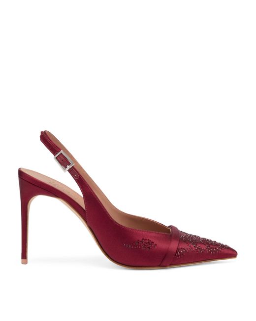 Malone Souliers Red Satin Jazz Slingback Heels 90