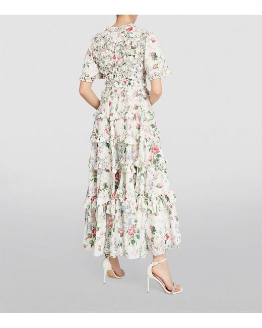 Needle & Thread White Crepe Floral Fantasy Gown