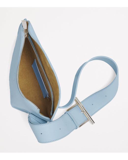 Alexander McQueen Blue Leather T-Bar Sling Cross-Body Bag
