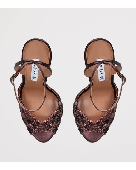 Aquazzura Brown Leather Ce Soir Heeled Sandals 130