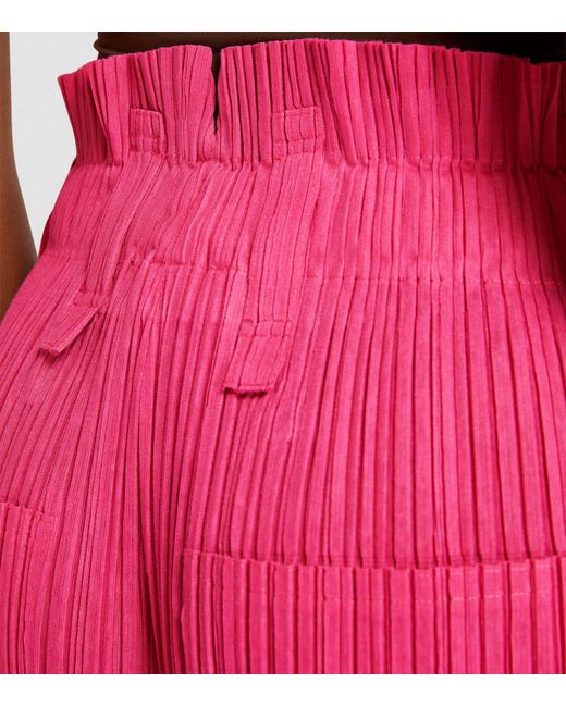 Pleats Please Issey Miyake Pink Pleated Wide-leg Trousers