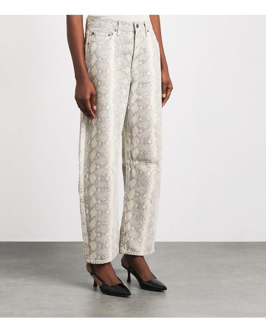 Citizens of Humanity Gray Snakeskin-Effect Miro Mid-Rise Relaxed Jeans