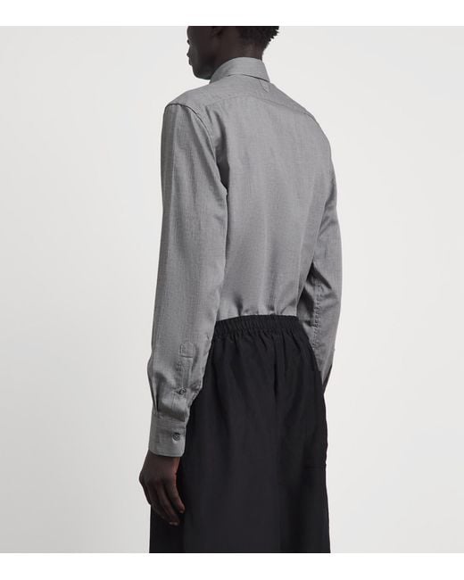 Canali Gray Cotton Herringbone Shirt for men