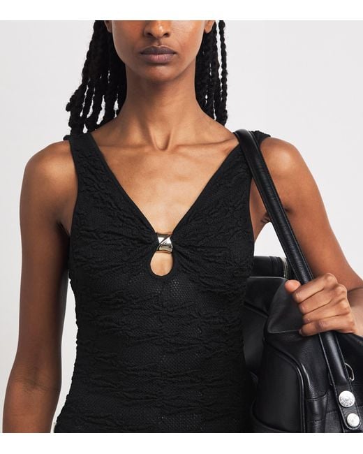 Sandro Black Textured Keyhole Bodysuit