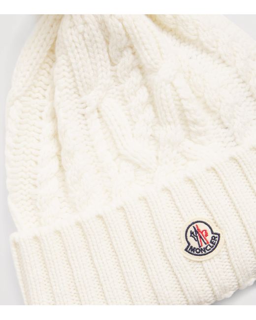 Moncler White Virgin Wool-Cashmere Pom-Pom Beanie