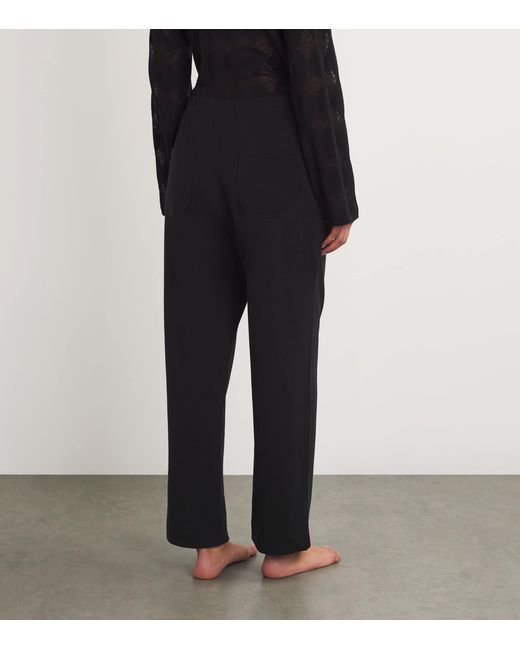 Leset Black Cotton Straight Trousers
