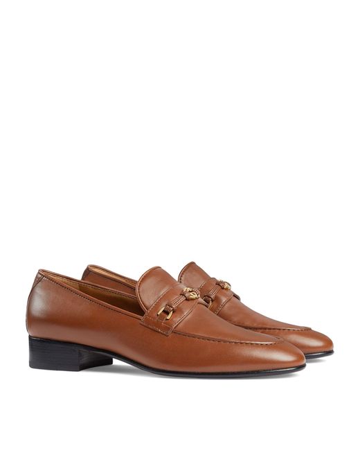 Gucci Brown Leather Interlocking G Loafers
