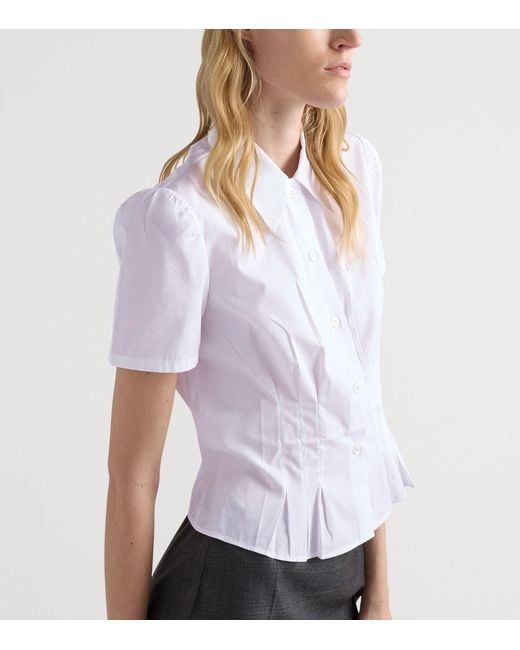Prada White Cotton Poplin Short-Sleeve Shirt
