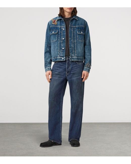 AllSaints Blue Exile Patch Denim Jacket for men