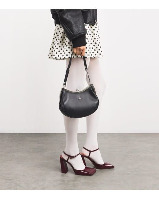 Vivienne Westwood Black Leather Charm Frame Purse Shoulder Bag