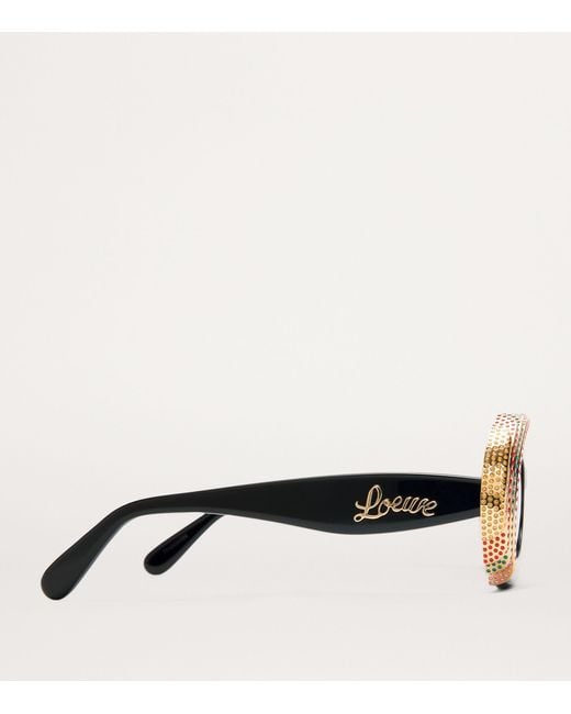 Loewe Black X Paula's Ibiza Crystal Pavé Oval Sunglasses