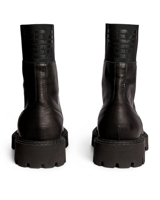 Emporio Armani Leather Zip-Up Ankle Boots in Black for Men | Lyst