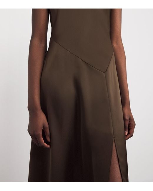 MAX&Co. Brown Satin Flared Midi Dress