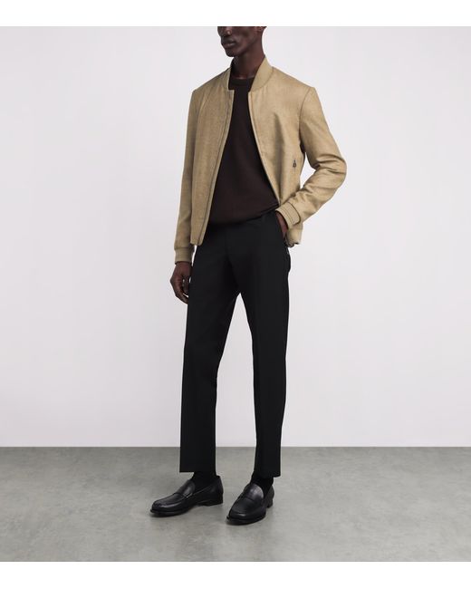 Corneliani Natural Silk-Virgin Wool Bomber Jacket for men