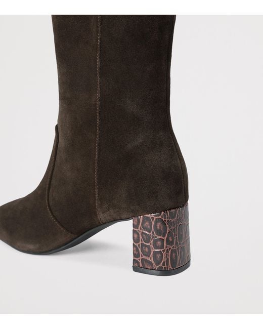 Kurt Geiger Black Suede Chelsea Trim Knee-High Boots