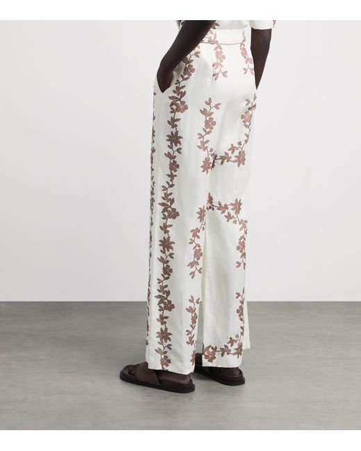 Claudie Pierlot White Floral Print Wide-Leg Trousers