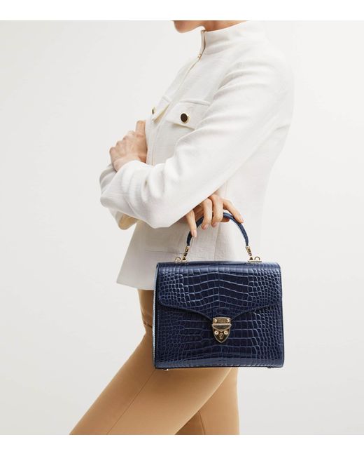 Aspinal Blue Mayfair Top-Handle Bag