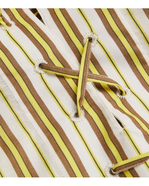 Yves Salomon Yellow Cotton Poplin Striped Blouse