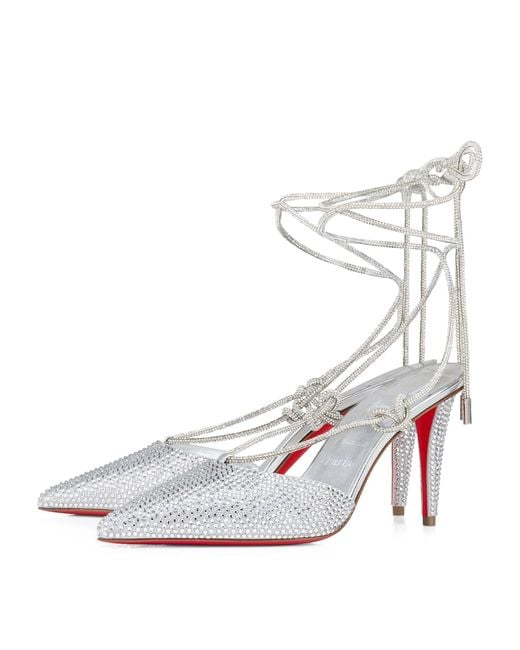 Christian Louboutin White Astrid Crystal-embellished Lace-up Sandals 85