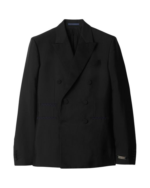 Burberry Black Wool-silk Double-breasted Blazer for men