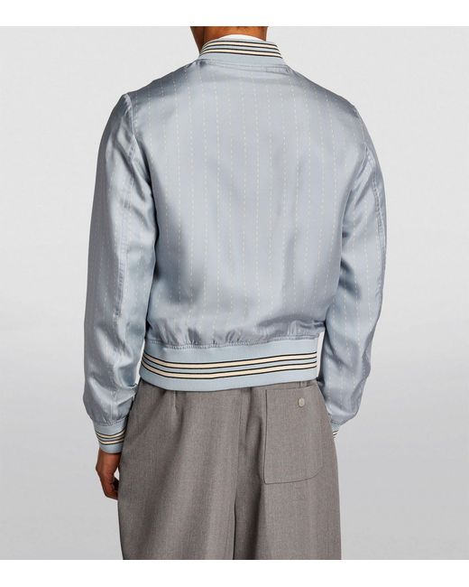 Amiri Blue Silk Varsity Bomber Jacket for men