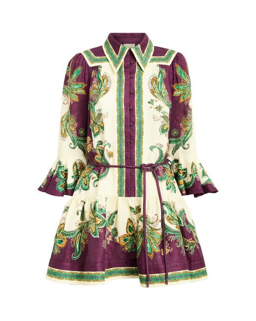 ALÉMAIS Green Linen Ruthie Mini Dress