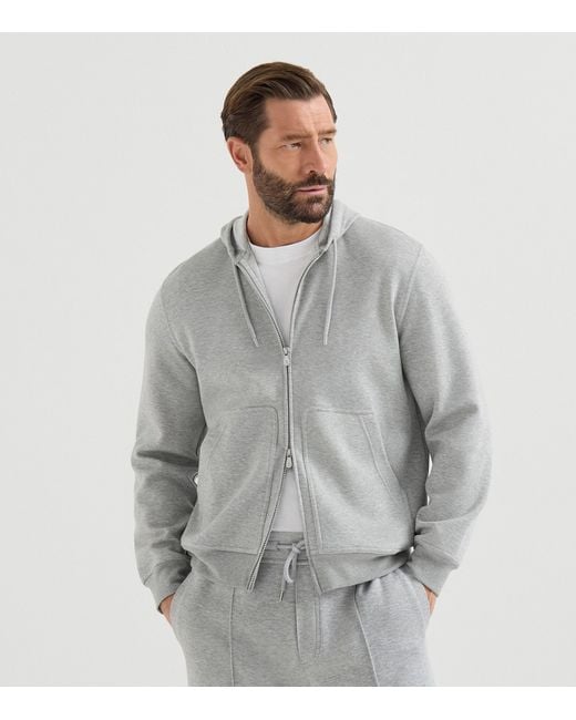 Brunello Cucinelli Gray French Terry Zip-Up Hoodie for men