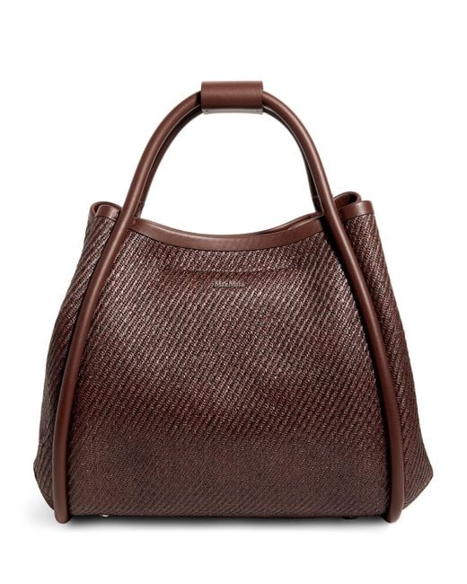 Max Mara Brown Woven Marine Top-Handle Bag