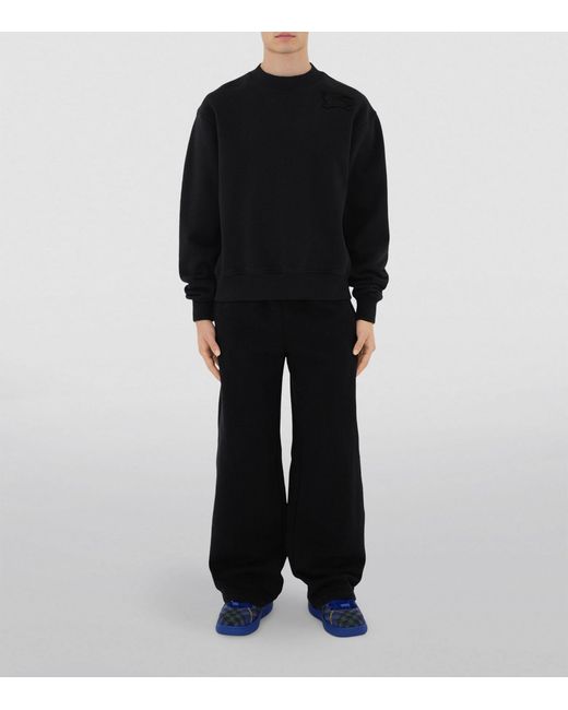 Burberry Black Cotton Ekd-appliqué Sweatpants for men