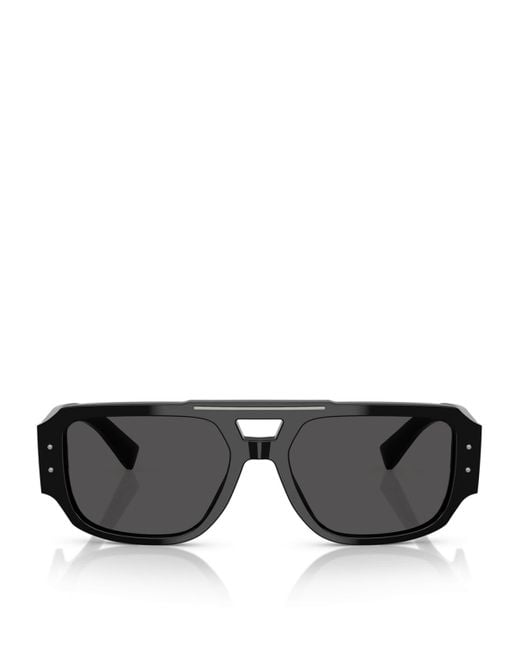 Dolce & Gabbana Black Acetate Pilot Sunglasses for men