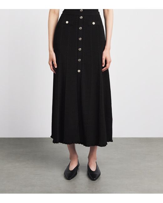 Sandro Black Knitted Button-Front Maxi Skirt