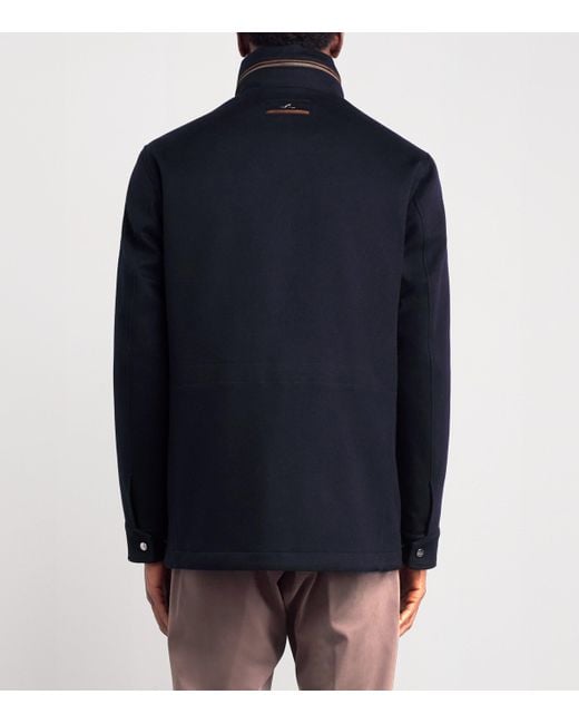 Paul & Shark Blue Cashmere Padded Hybrid Coat for men