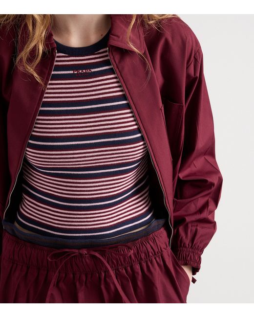 Prada Red Stretch-Cotton Stripe T-Shirt