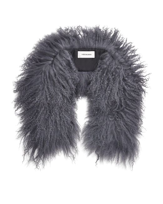 Yves Salomon Gray Lamb Scarf