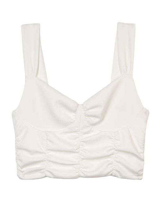 The Kooples White Ruched Crop Top