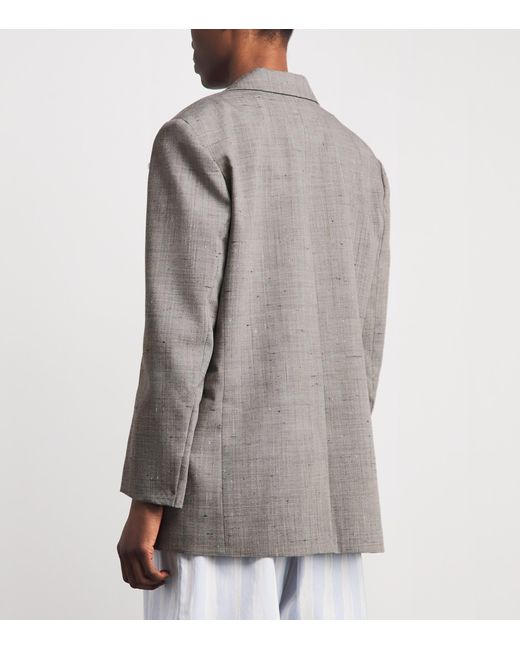 Sandro Gray Wool-Blend Floral-Brooch Blazer