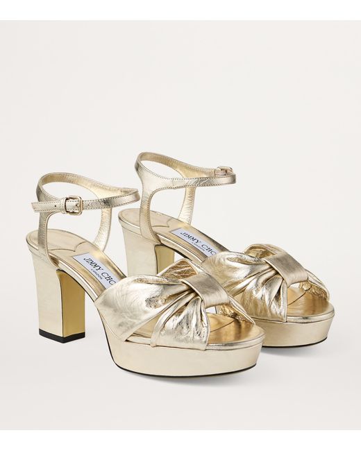 Jimmy Choo Metallic Heloise 80 Leather Heeled Sandals