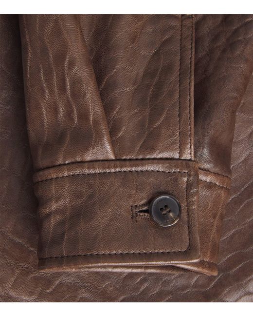 FRAME Brown Leather Bomber Jacket for men