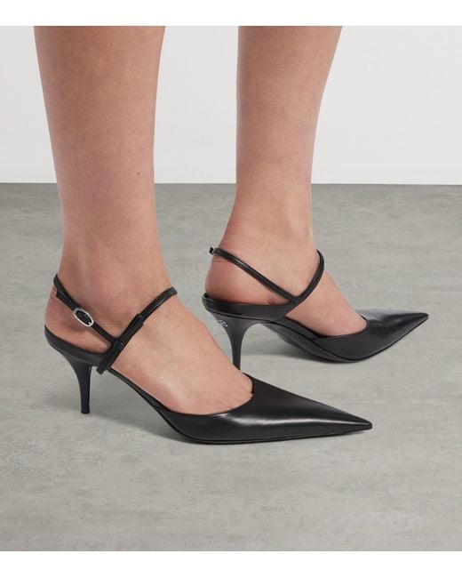 Balenciaga Black Leather Avenue Bow Slingback Pumps 70