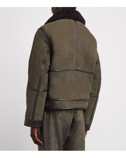 Polo Ralph Lauren Green Shearling Flight Jacket for men