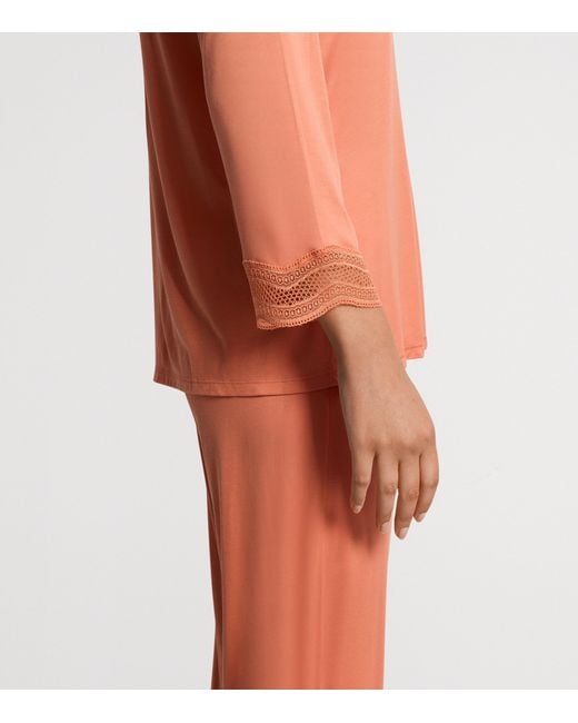 Hanro Pink Long Cira Pyjama Set